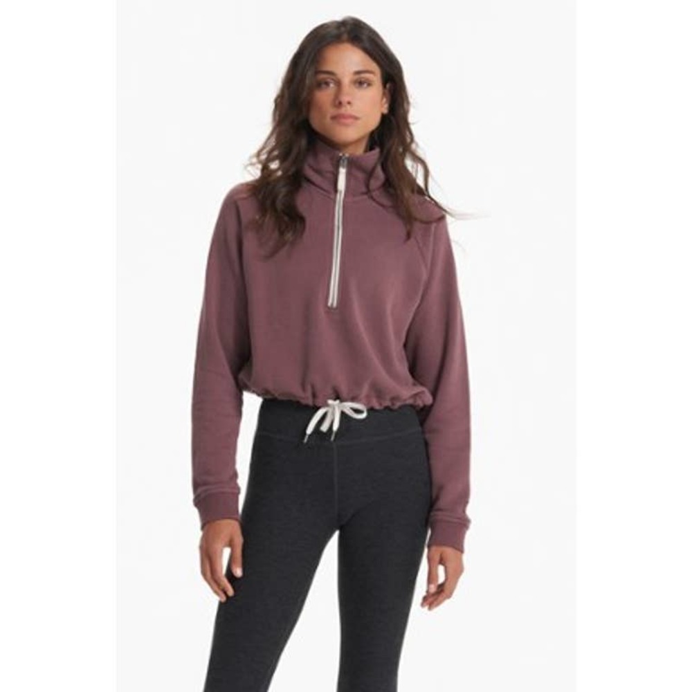 Vuori Sweater Sedona Half Zip Sweatshirt Purple Stretch Plush Drawcord Size M